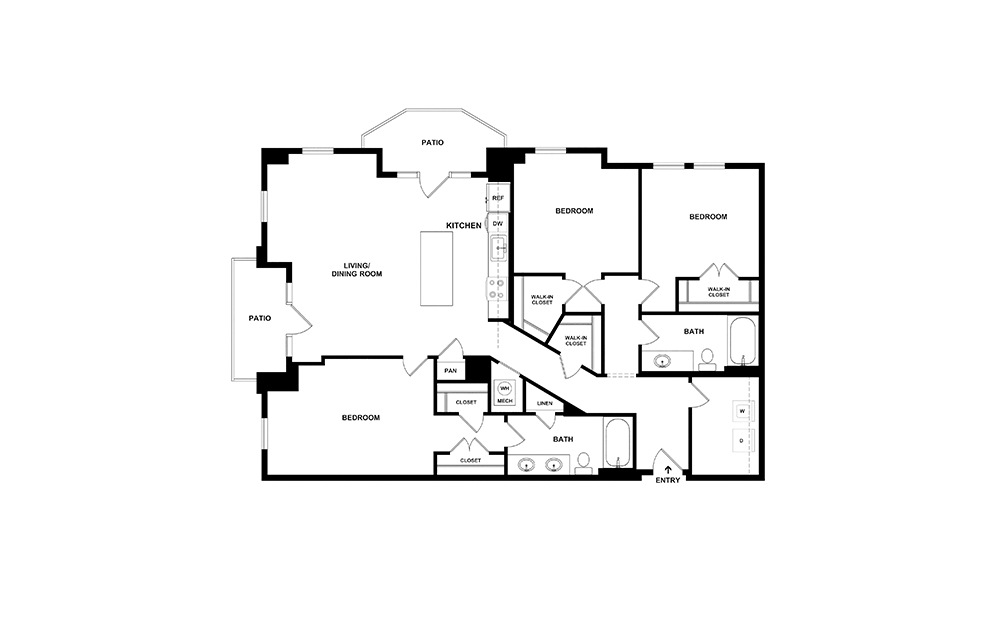 The Wallflower 3 bedroom 2 bath 1469 - 1538 square feet (2)