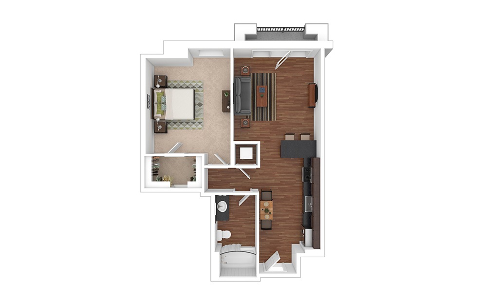 The Chancellor 1 bedroom 1 bath 689 square feet