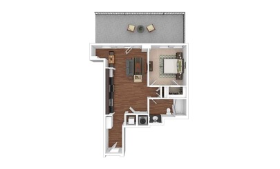 The Crescendo 1 bedroom 1 bath 700 square feet