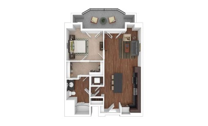 The Foundry 1 bedroom 1 bath 730 - 747 square feet