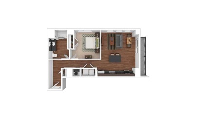 The Garland 1 bedroom 1 bath 768 square feet