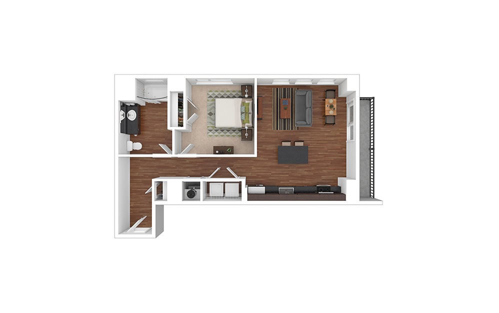 The Garland 1 bedroom 1 bath 768 square feet