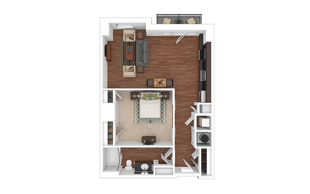 The Centennial 1 bedroom 1 bath 706 square feet