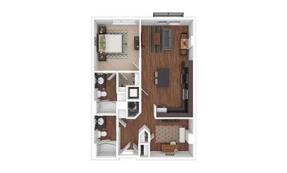 The Magnolia Hall 2 bedroom 1 bath 870 square feet