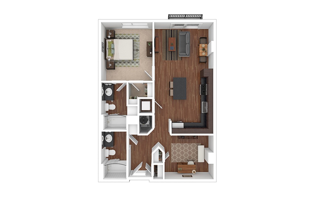 The Magnolia Hall 2 bedroom 1 bath 870 square feet