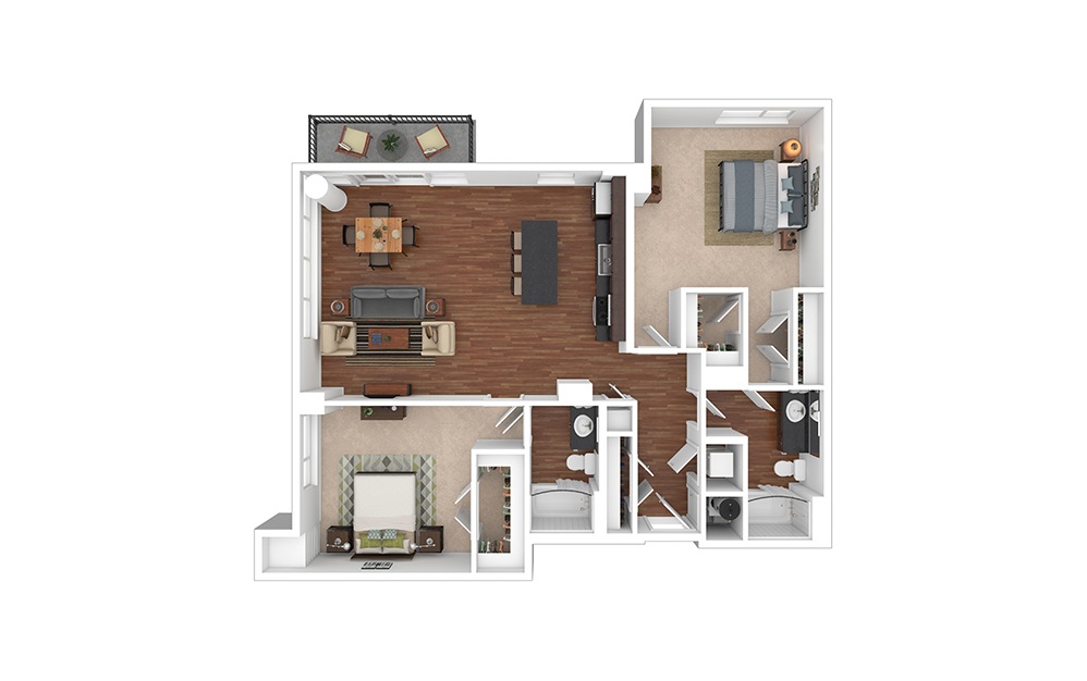 The Union 2 bedroom 2 bath 1378 square feet
