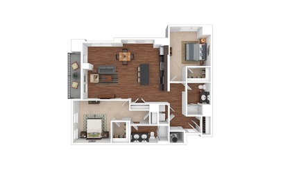 The West End 2 bedroom 2 bath 1451 square feet