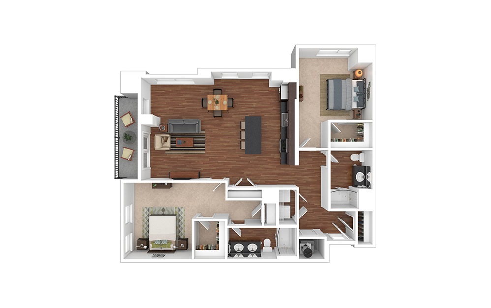 The West End 2 bedroom 2 bath 1451 square feet