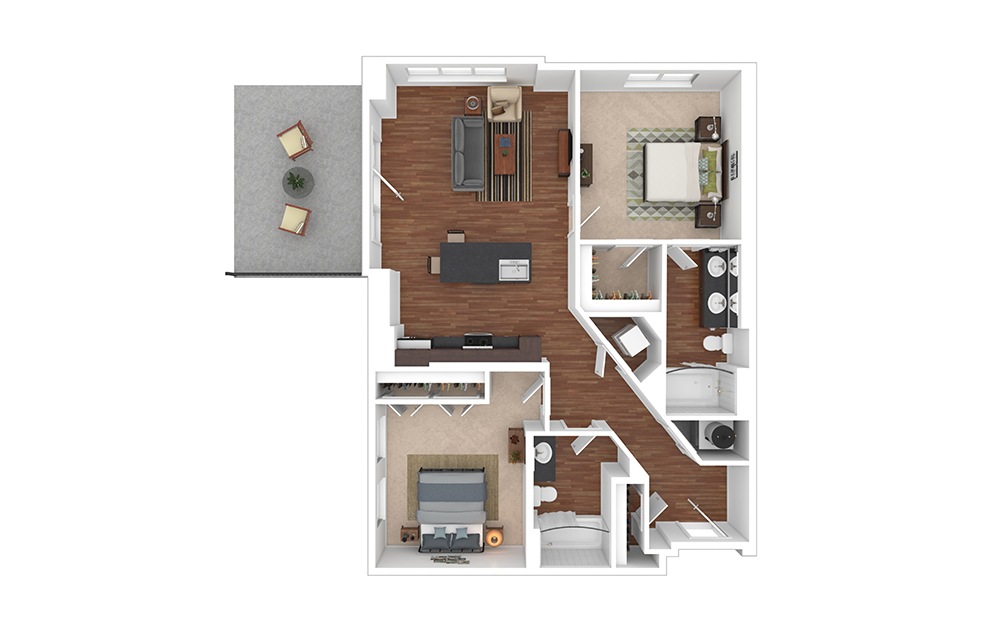The Provost 2 bedroom 2 bath 988 square feet