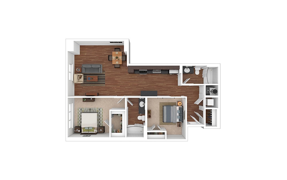 The Richland 2 bedroom 2 bath 1089 square feet