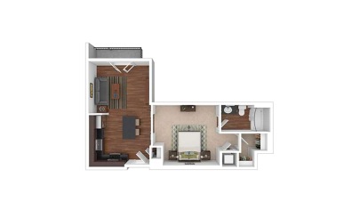 The Belle Meade 1 bedroom 1 bath 623 square feet