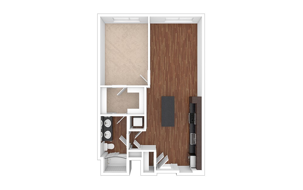 The Cumberland 1 bedroom 1 bath 703 - 795 square feet (1)