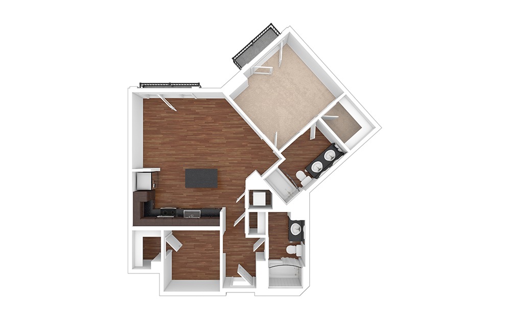 The Natchez 1 bedroom 2 bath 950 - 965 square feet (1)