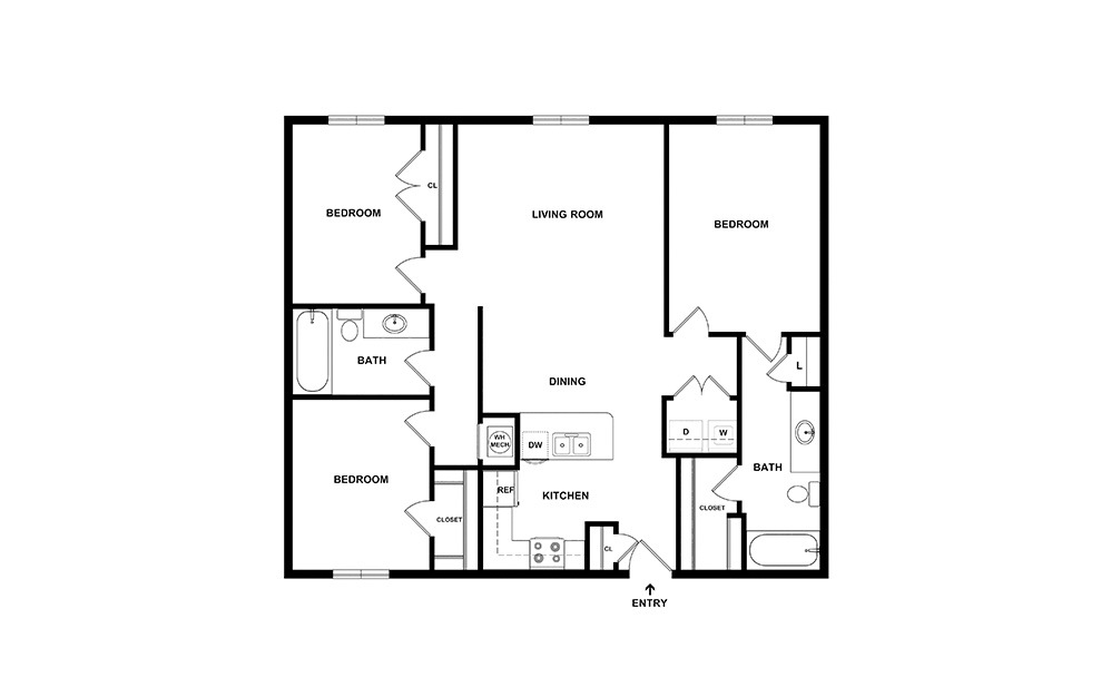 Plan C 3 Bedroom at Our Apartments in Downtown Atlanta, GA