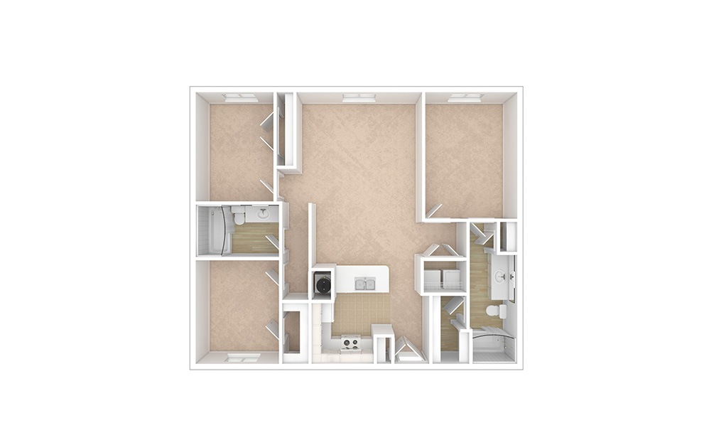 3 Bedroom Plan C Floor Plan at Our Apartments in Downtown Atlanta