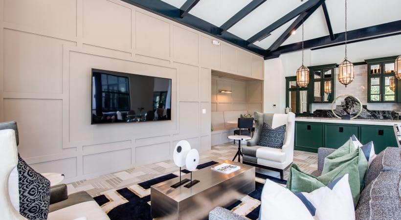 Resident clubhouse with HDTVs at Cortland Walnut Hill