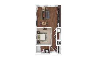 The Belmont 1 bedroom 1 bath 627 - 649 square feet