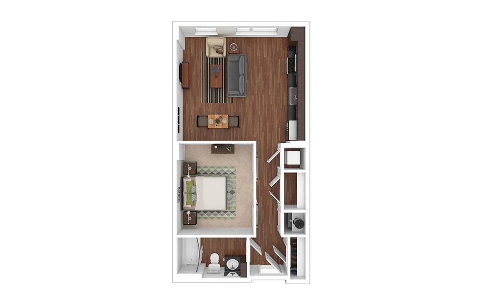The Belmont 1 bedroom 1 bath 627 - 649 square feet