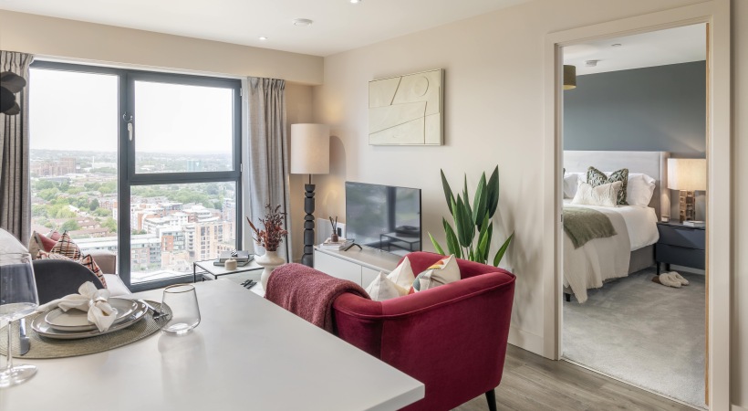 Luxury Living Room and Bedroom at Cortland Broad Street in Birmingham 