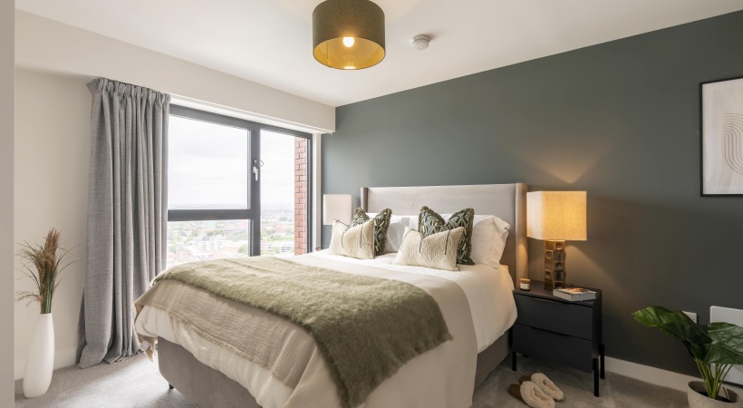 Spacious Bedroom at Our Brindley Place, Birmingham Apartments
