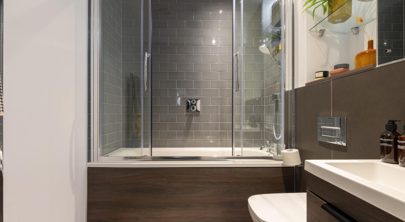 Bathroom with Walk-In Shower at Our Brindley Place, Birmingham Apartments