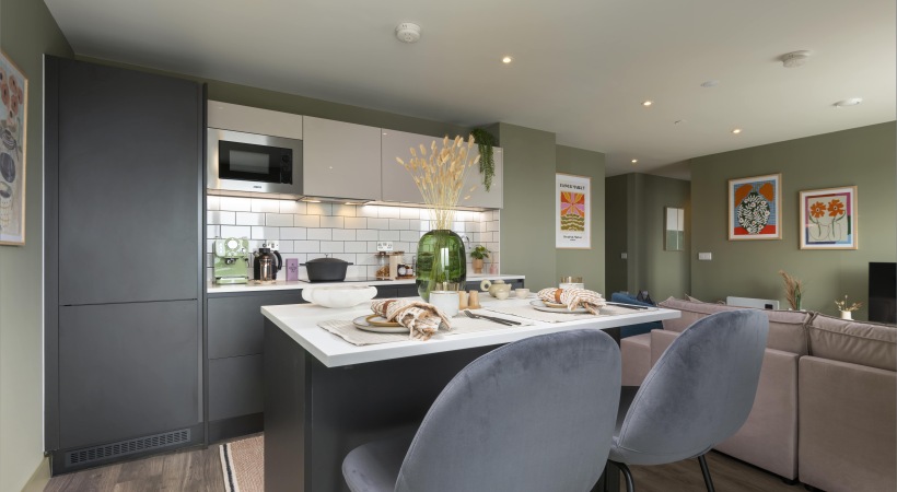 Luxury Kitchen at Our Broad Street Apartments in Birmingham