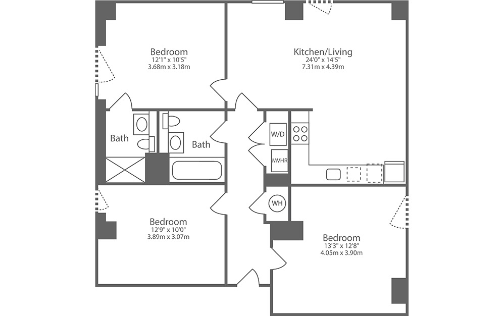 C1 3 Bedroom Apartment in Manchester