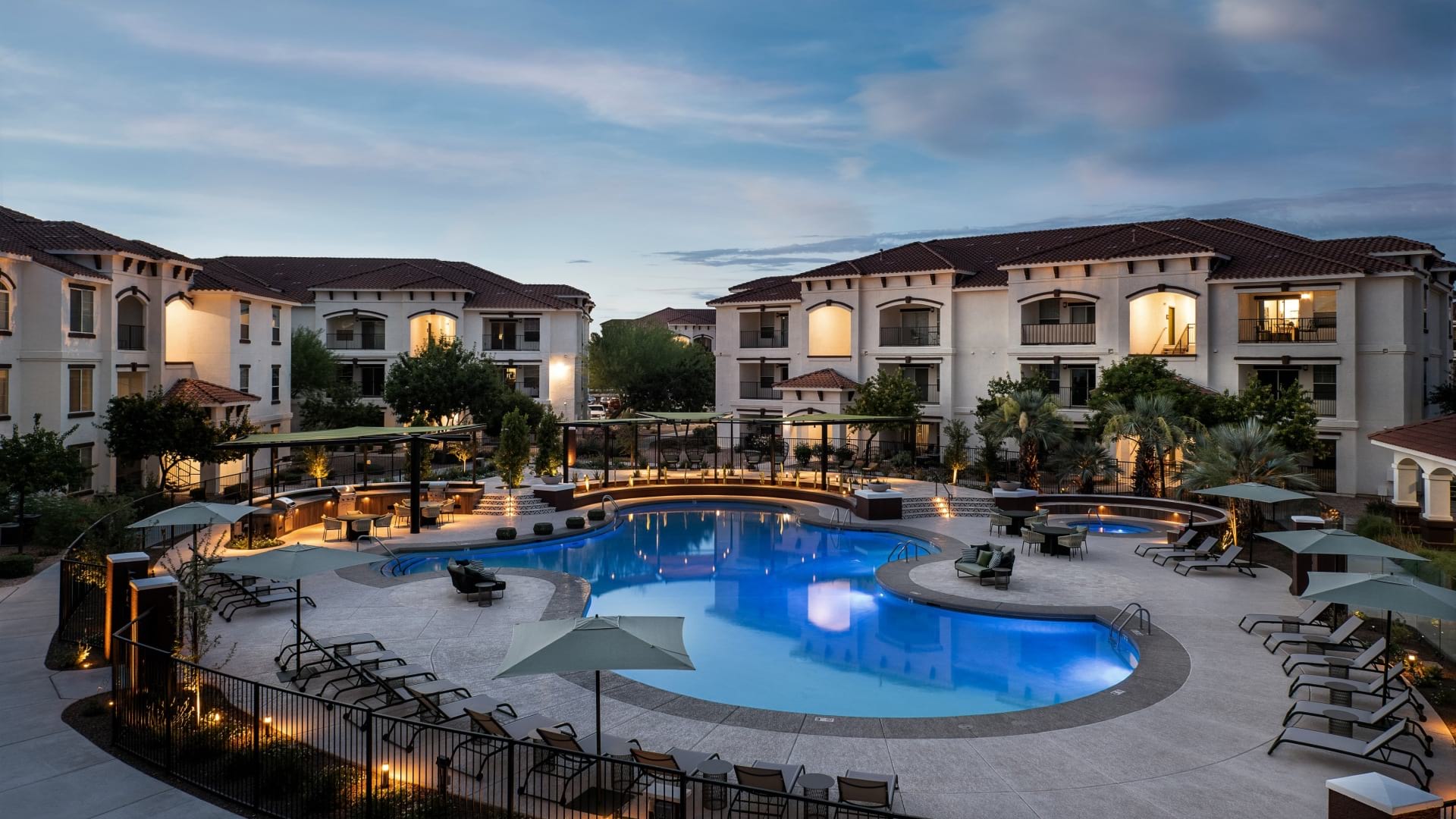 Resort style pool at apartments in East Mesa