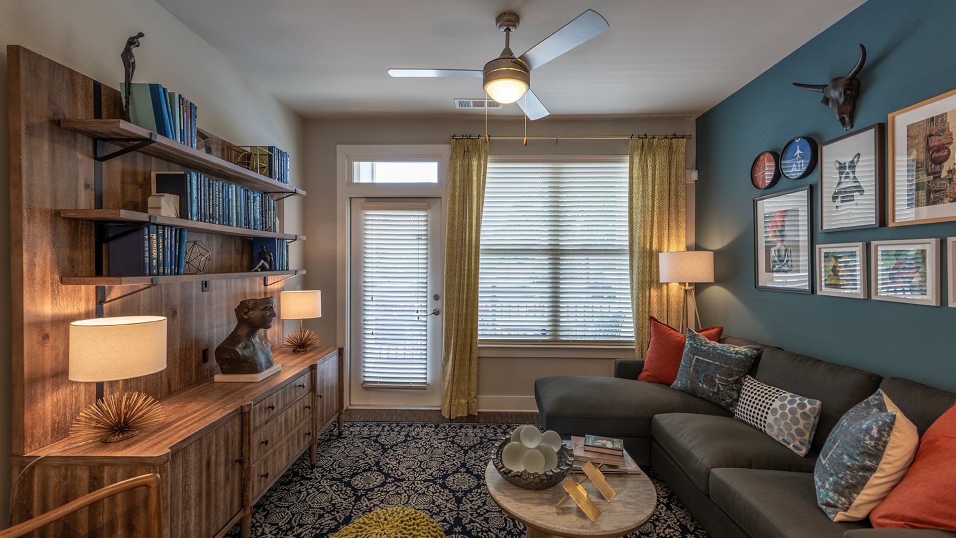 Living Room with ceiling fan | Cortland North Druid Hills