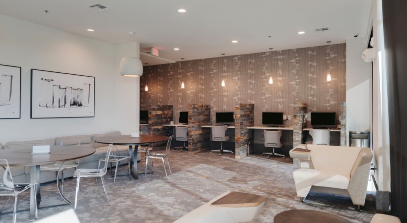 Business Center with Work Stations at Our Luxury Apartments in Allen, TX