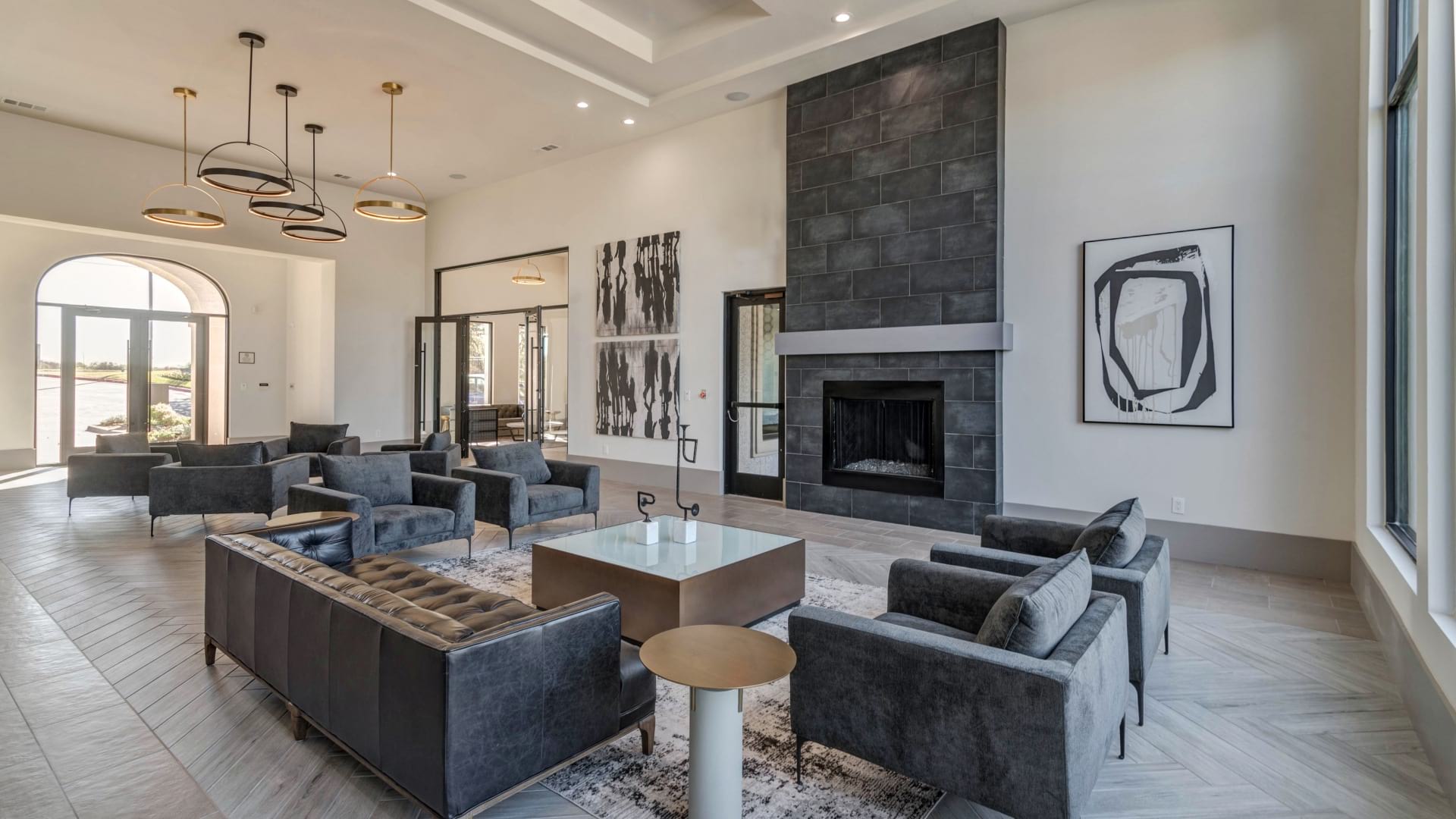Cortland Bear Creek resident clubhouse with modern seating and decor