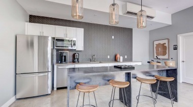 Coffee Bar and Kitchen at the Resident Clubhouse of Our Wadsworth Apartments