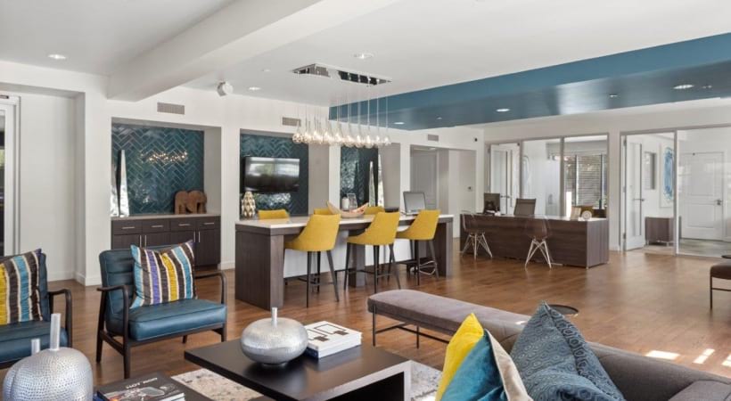 Resident Lounge with Party-Ready Kitchen at Our Modern Apartments in Biltmore