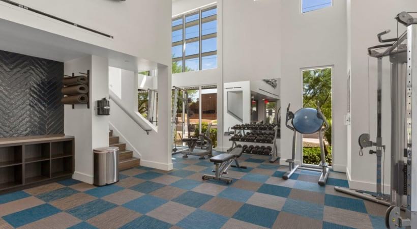 Two Story, 24/7 Fitness Center with Free Weights at Our Upscale Biltmore Place Apartments