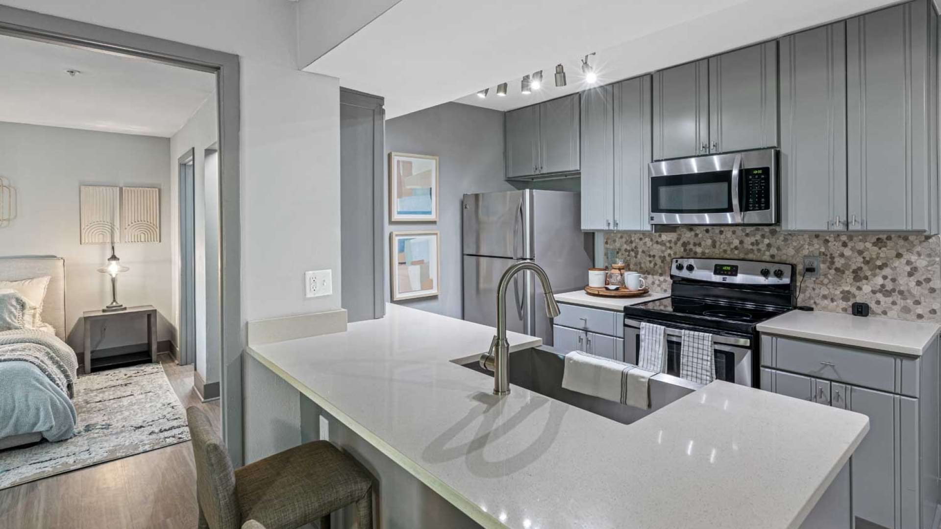 Open-Concept Kitchen and Living Space at Our South Tampa Apartments