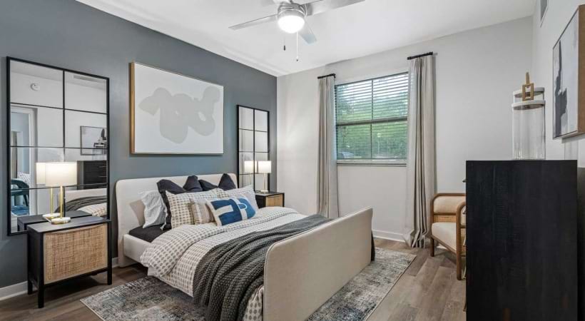 Modern apartment bedroom at our apartments in  Winter Garden, FL