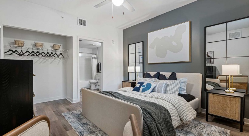 Modern apartment bedroom at our apartments in Winter Garden, FL