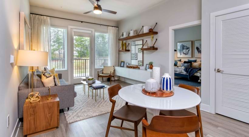 Spacious Living Room with Modern Decor at Our Apartments Near Buckhead