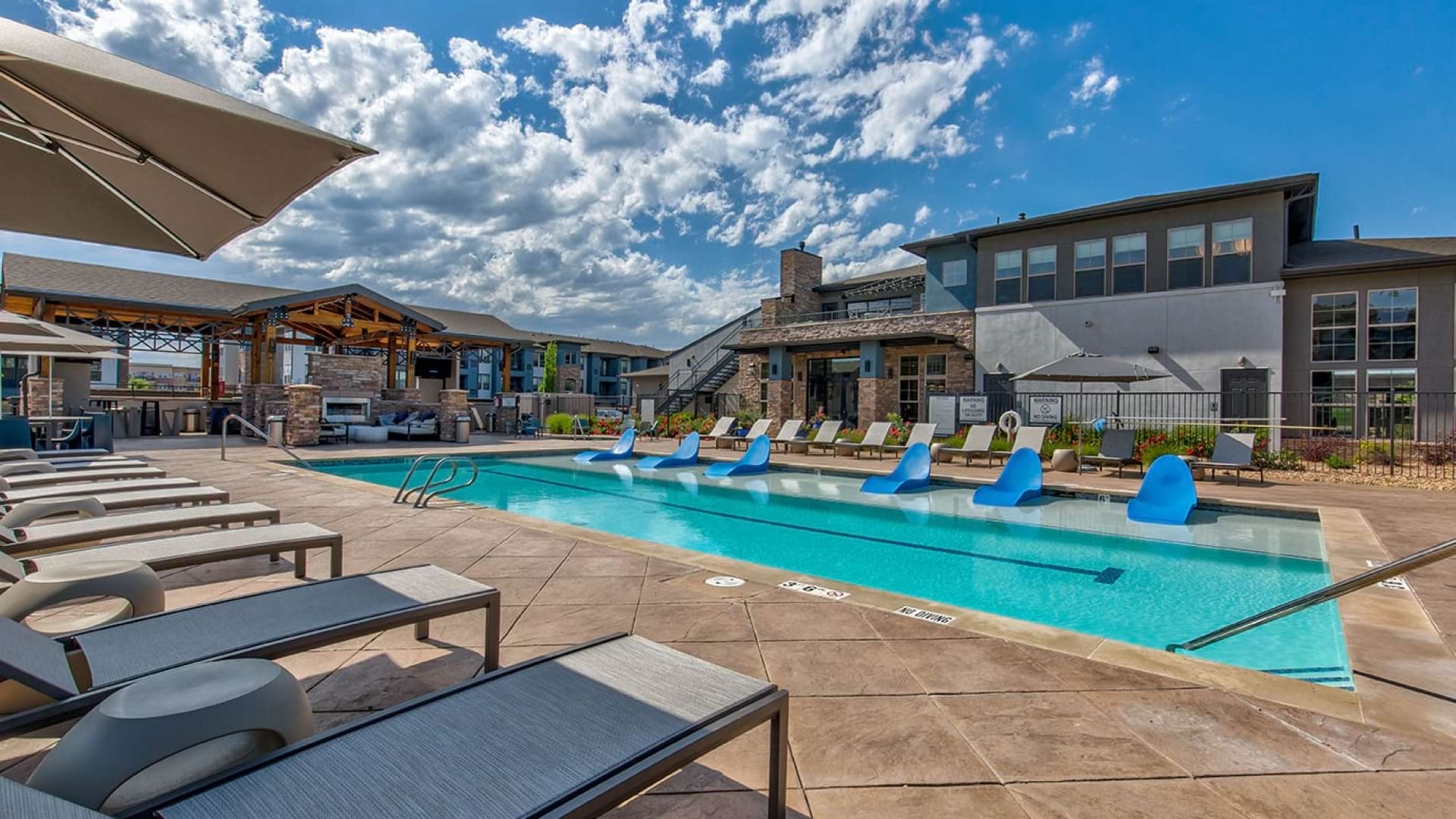 Resort-Style Pool and Sun Deck at Our Johnstown Colorado Apartments