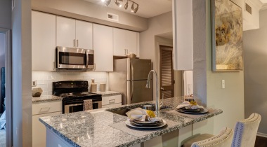Modern apartment kitchen at our Triangle Park apartments