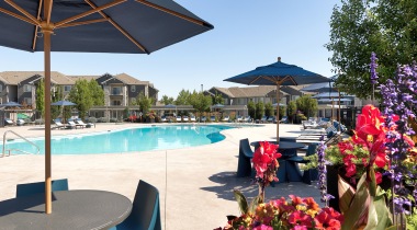 Resort-Style Pool with a Sun Deck at Our Luxury Apartments in Meridian, Idaho