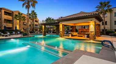 Resort-Style Pool with a Heated Spa at Our Luxury Apartments for Rent in Tucson