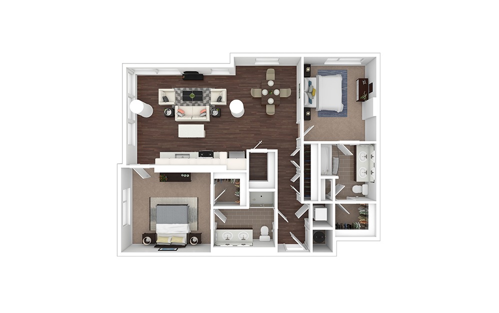 B16 2 bedroom 2 bath 1163 square feet