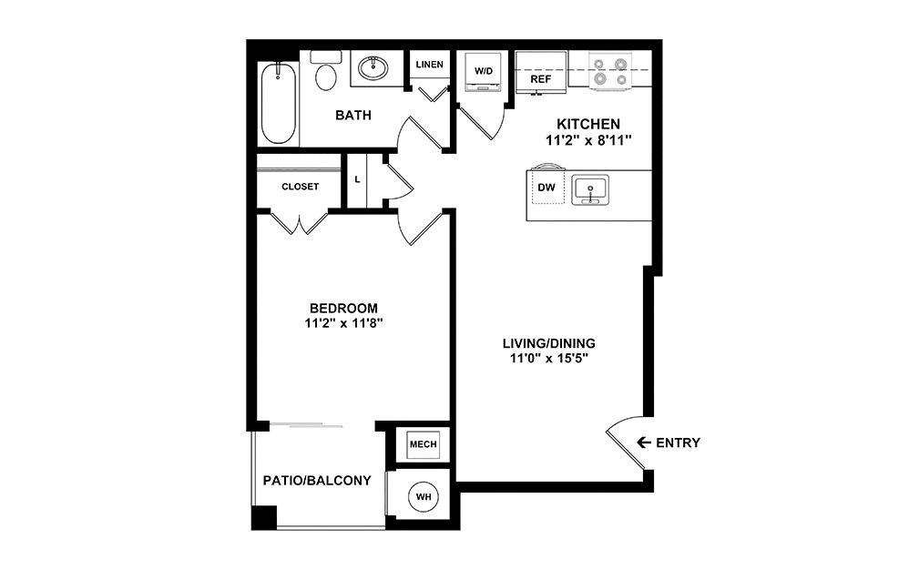 Acadia-Renovated Studio 1 bath 535 square feet (2)