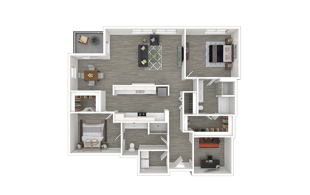 B8 2 Bedroom and 2 Bathroom Apartment Floor Plan