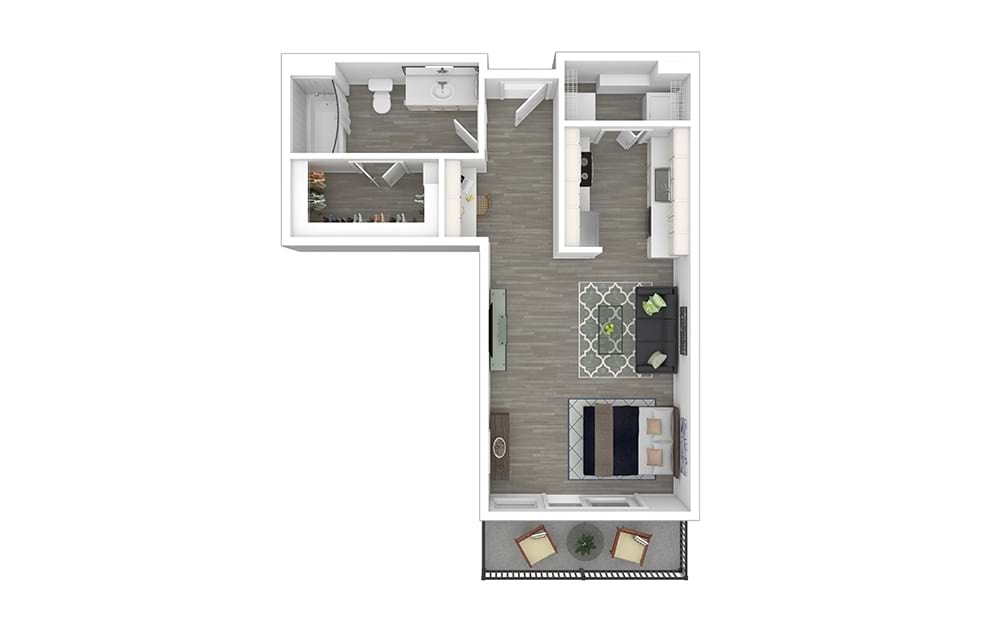 S2 Studio Bedroom and 1 Bathroom Apartment in Cityplace