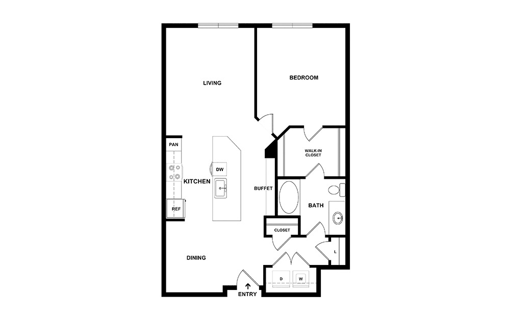Gold - Renoavted 1 bedroom 1 bath 853 square feet (2)