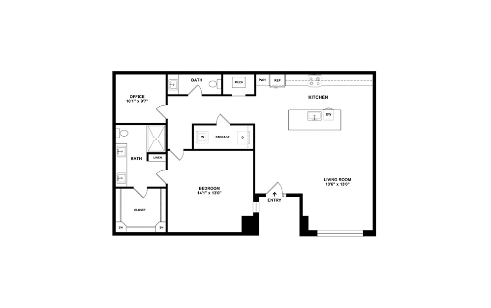 Norwood 1 bedroom 1.5 bath 1409 square feet (2)