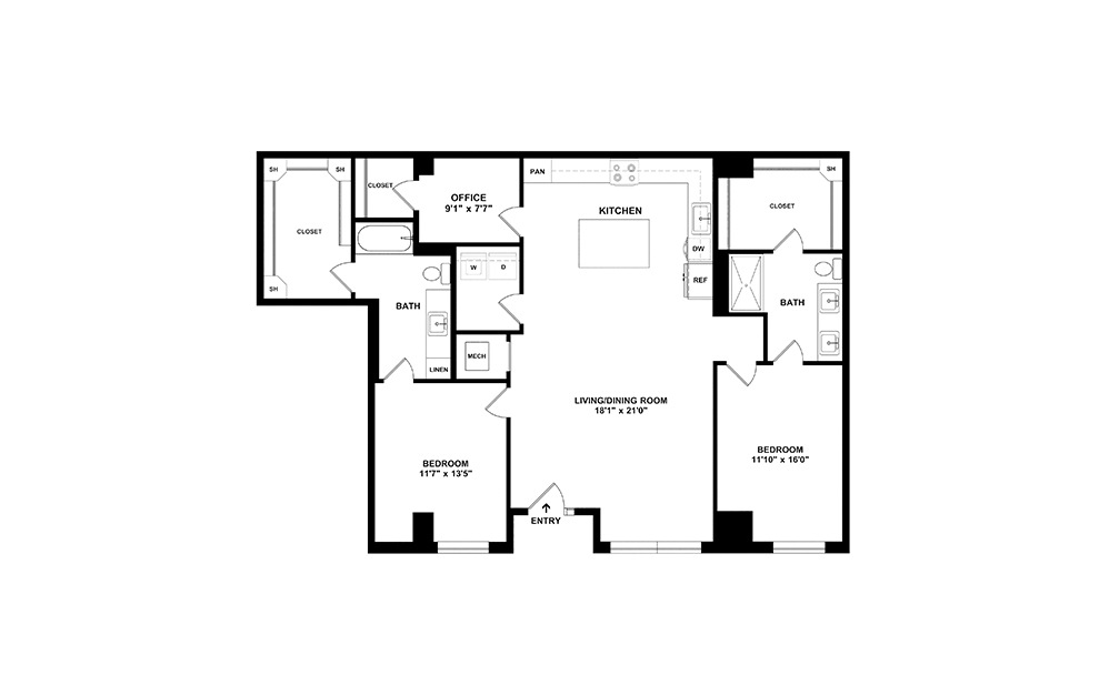 Raleigh 2 bedroom 2.5 bath 1556 square feet (2)