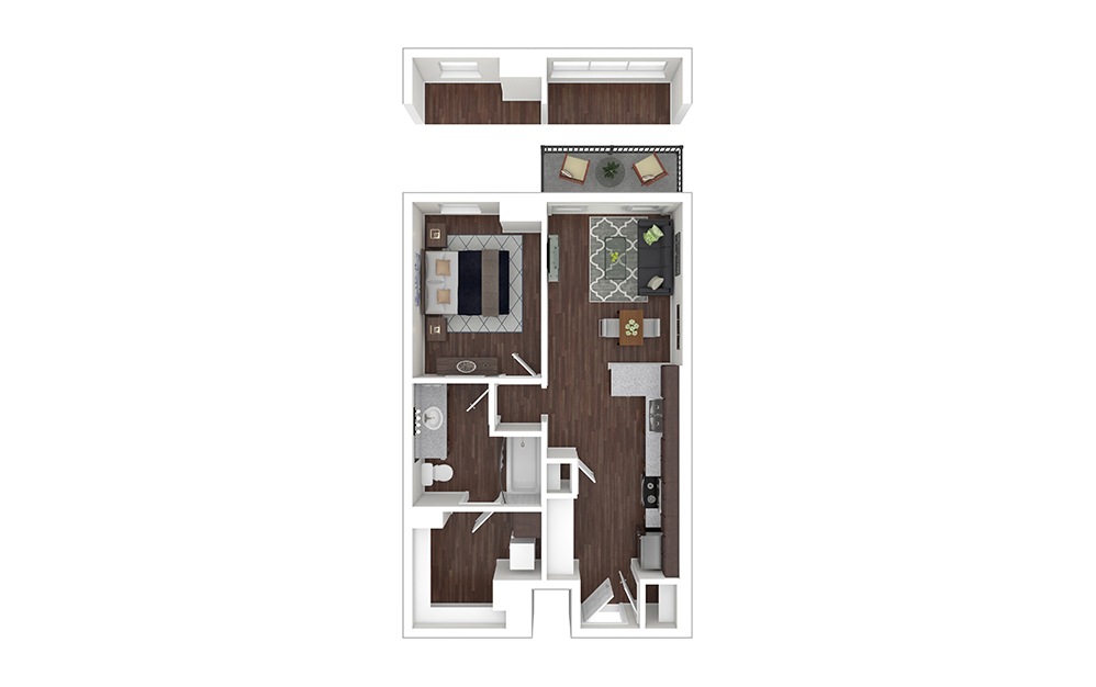 A2 1 bedroom 1 bath 656 square feet